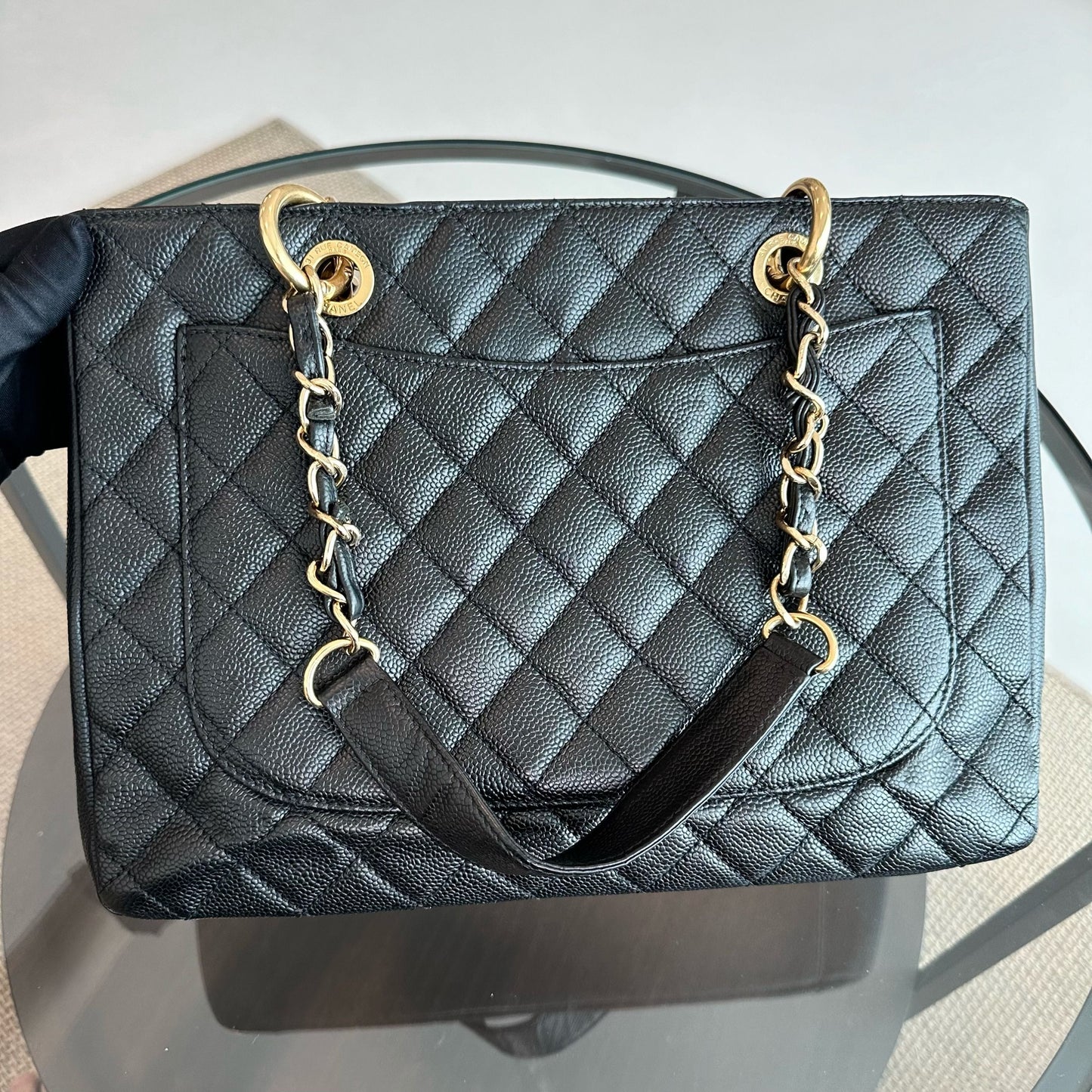GST Caviar Grand Shopping Tote Black GHW