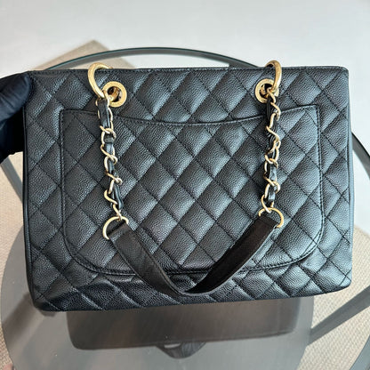 GST Caviar Grand Shopping Tote Black GHW