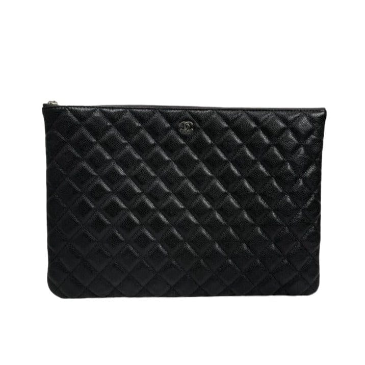 Chanel Black Large O Case in Black Caviar