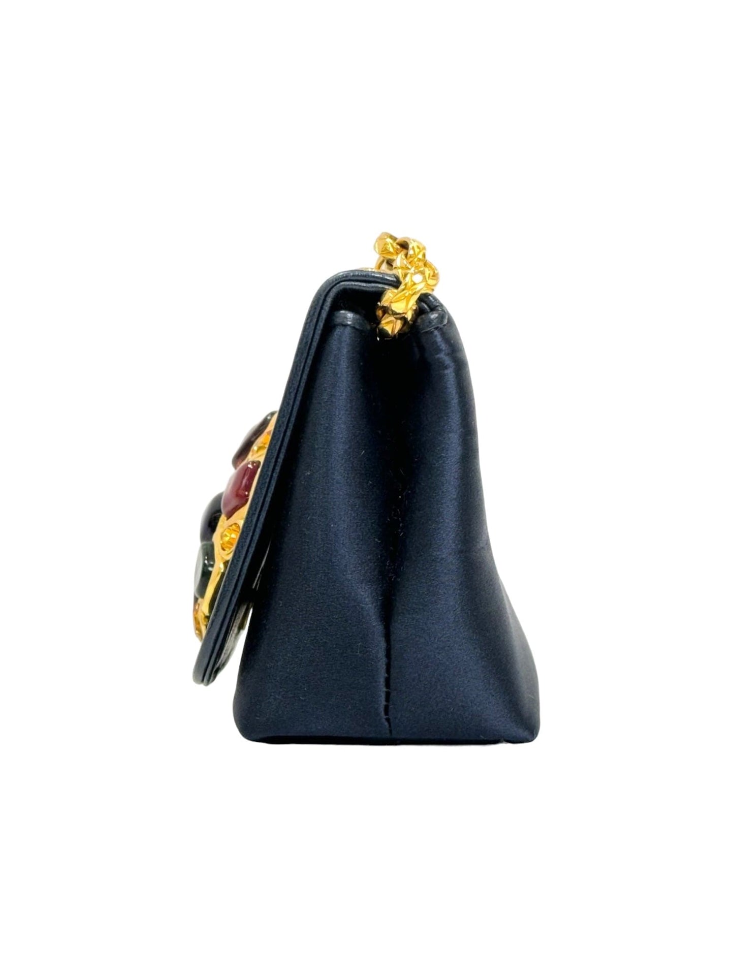 Chanel Blue Silk Vintage Chain with Gripoix Detail Bag