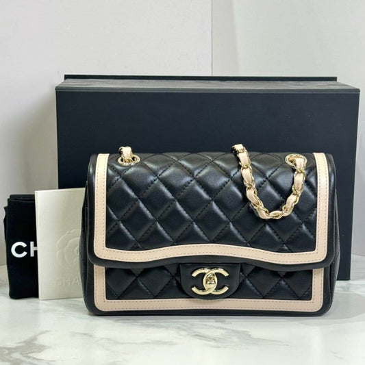 Chanel Small Black & Beige Frame CF Bag