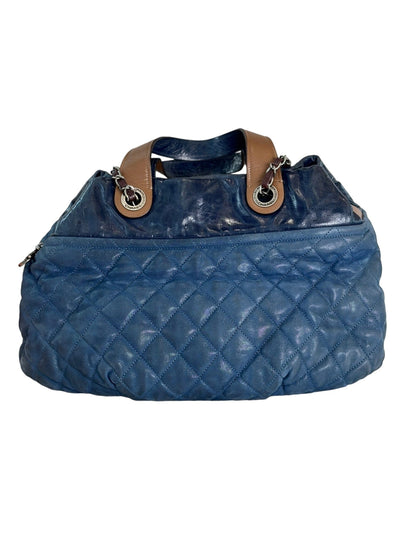 Chanel Tote Bag In Denim Colour Blue with Brown Handles