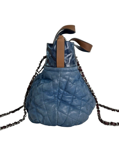 Chanel Tote Bag In Denim Colour Blue with Brown Handles