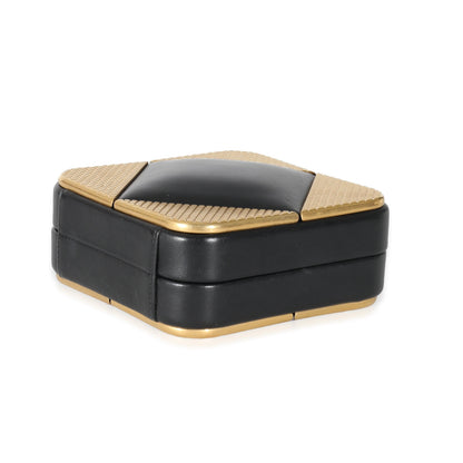Chanel Black Lambskin Gold Metal Square CC Clutch
