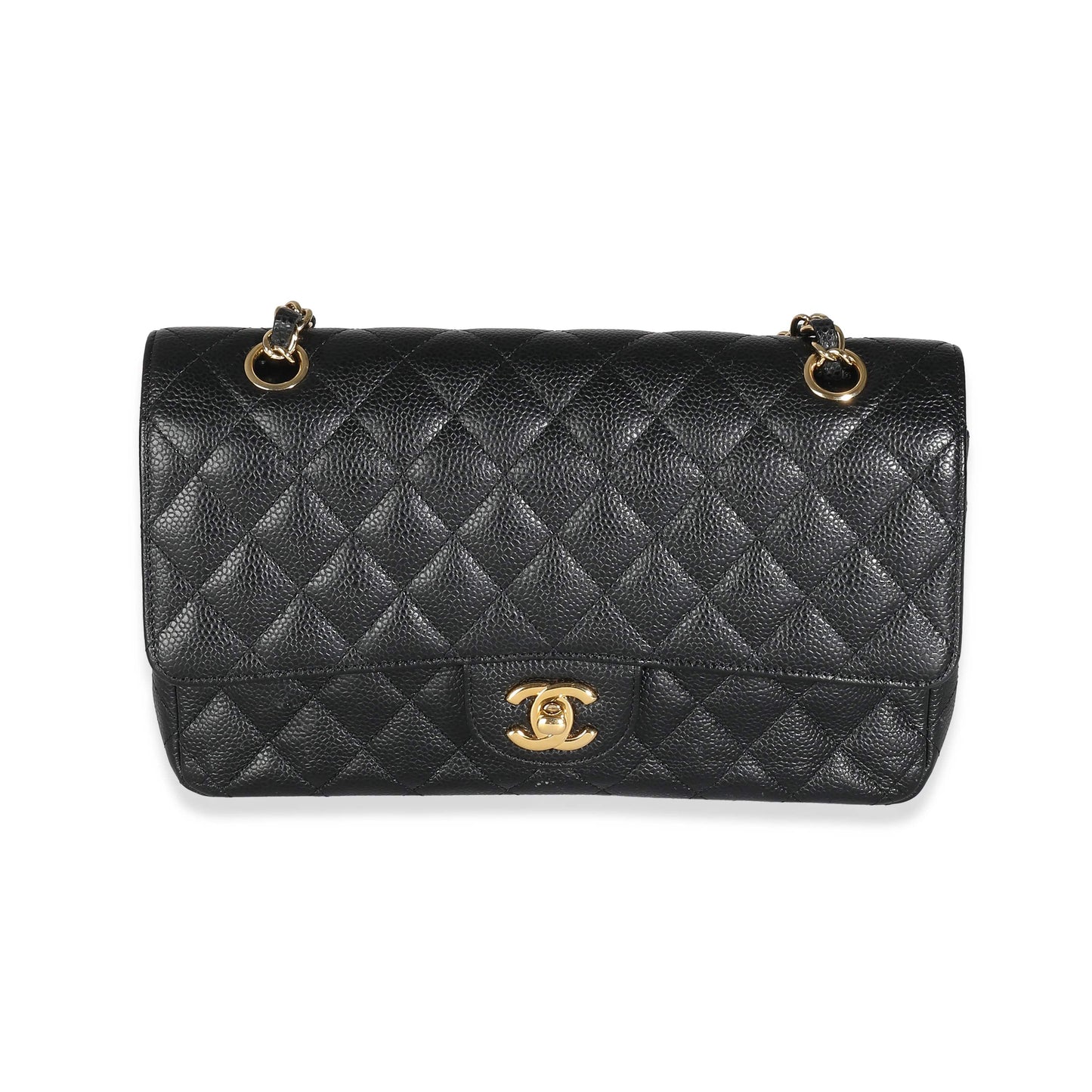 Chanel Black Quilted Caviar Medium Classic Double Flap Bag