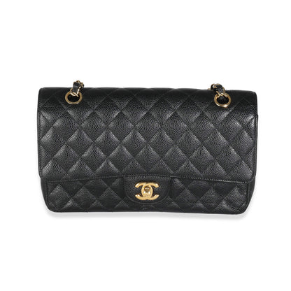 Chanel Black Quilted Caviar Medium Classic Double Flap Bag