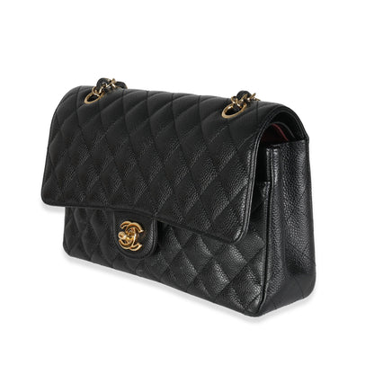 Chanel Black Quilted Caviar Medium Classic Double Flap Bag