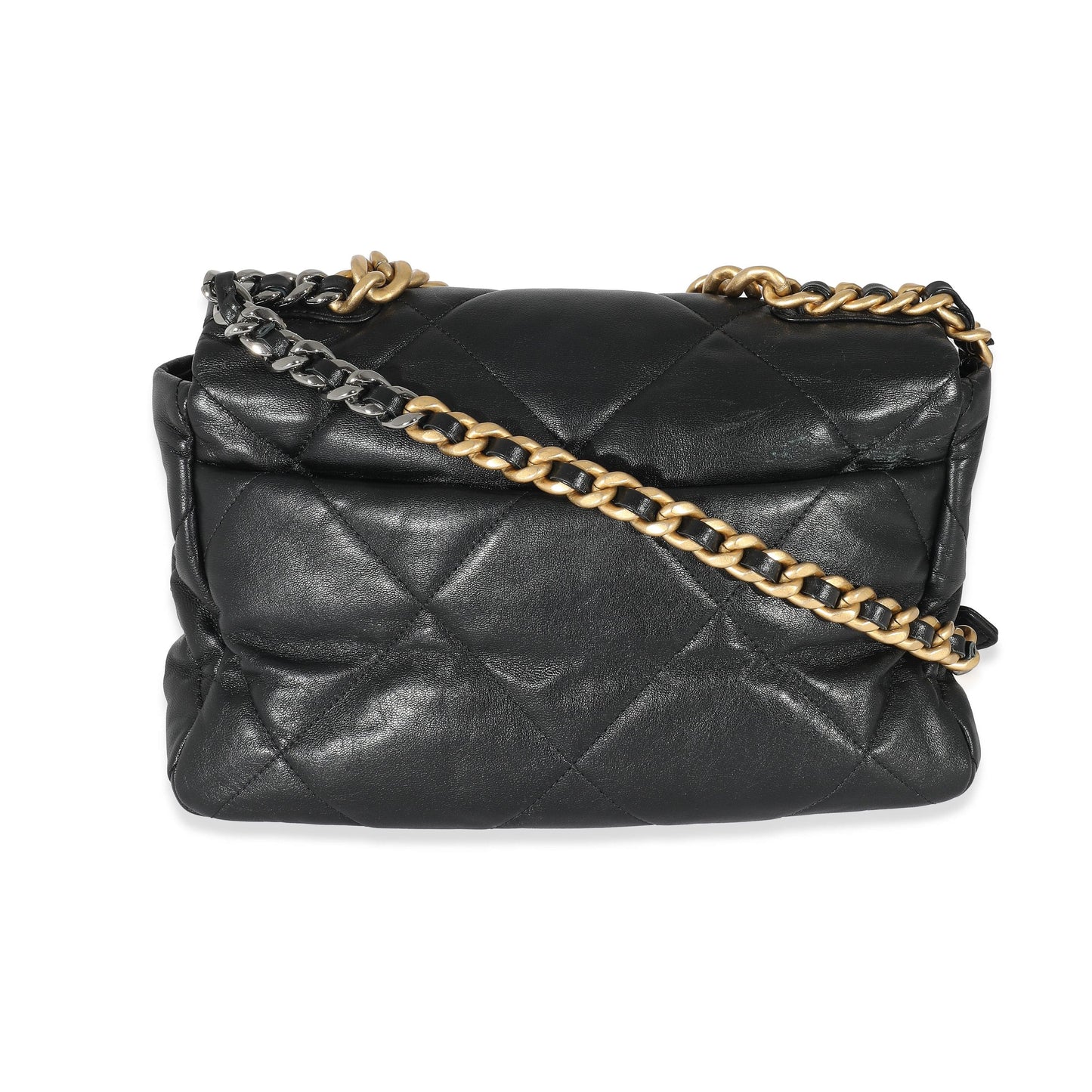 Chanel Black Shiny Lambskin Chanel 19 Flap Bag