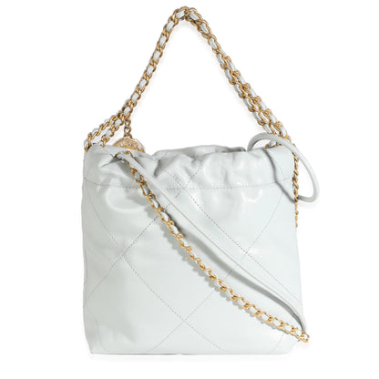 Chanel Blue Shiny Quilted Calfskin Mini 22 Hobo