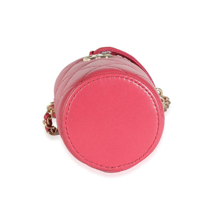 Chanel Dark Pink Quilted Lambskin Micro Drawstring Bucket