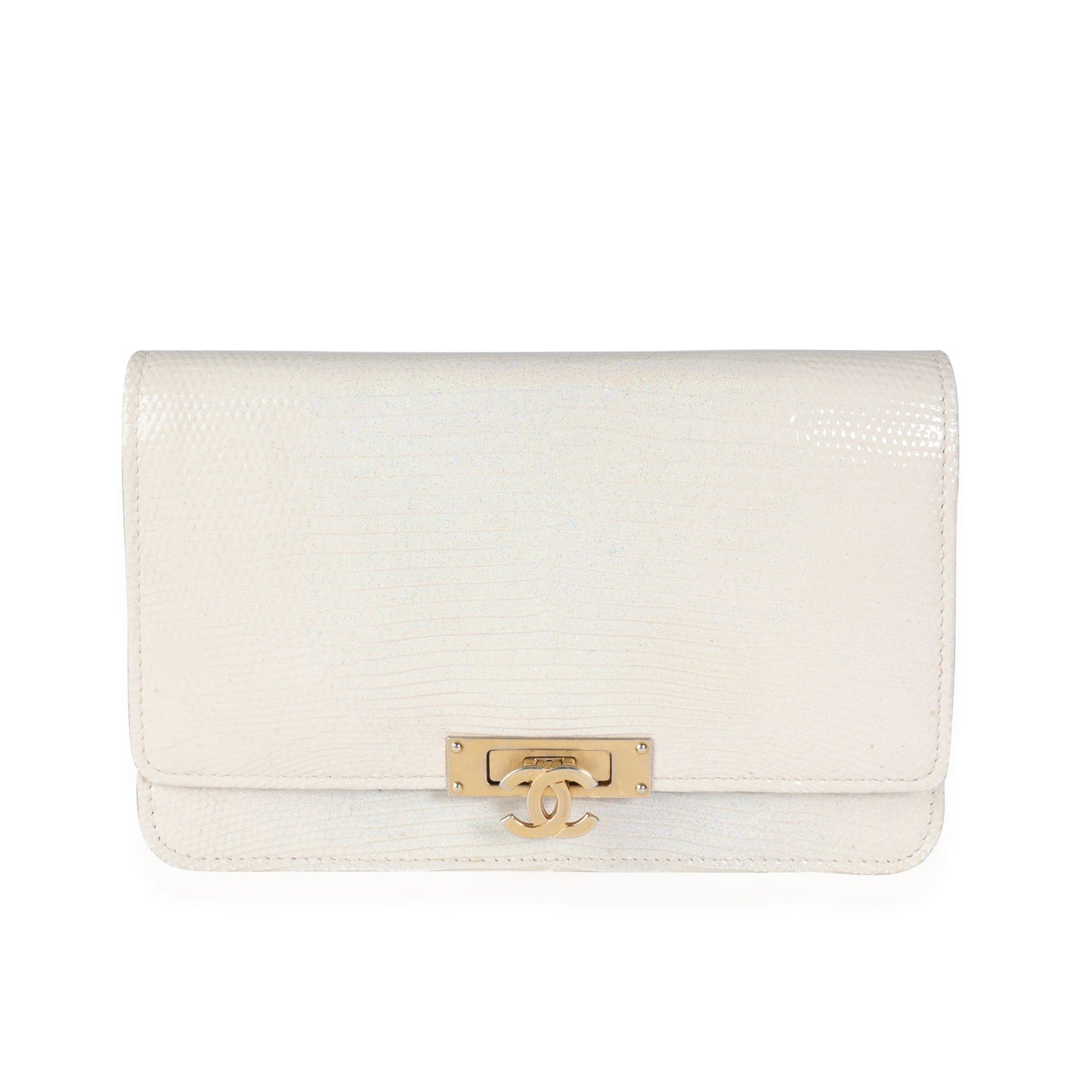 Chanel Gold Metallic Lizard Golden Class Wallet on Chain