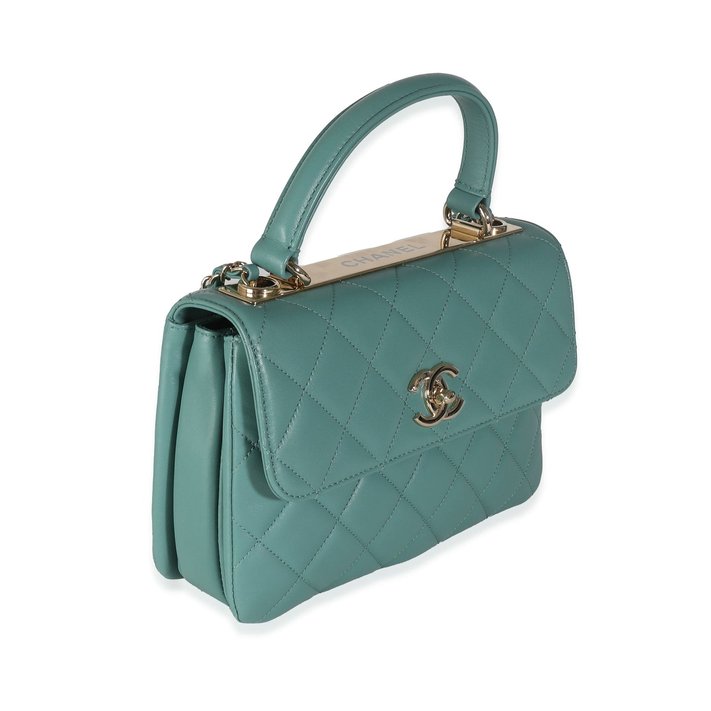 Chanel Green Quilted Lambskin Small Trendy CC Dual Handle Flap Bag