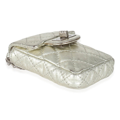 Chanel Silver Metallic Aged Calfskin Quilted 2.55 Reissue Phone Case