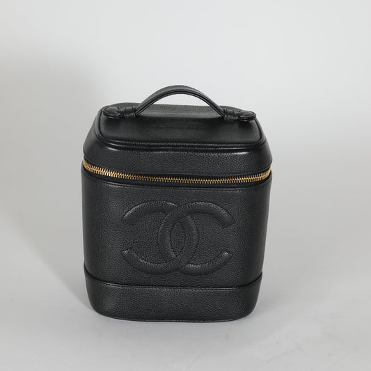 Chanel Vintage Black Caviar CC Vanity Case