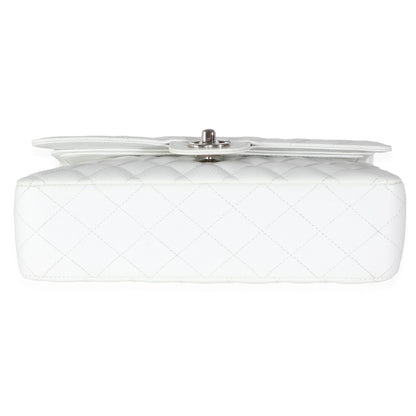 Chanel White Quilted Caviar Medium Classic Double Flap Bag