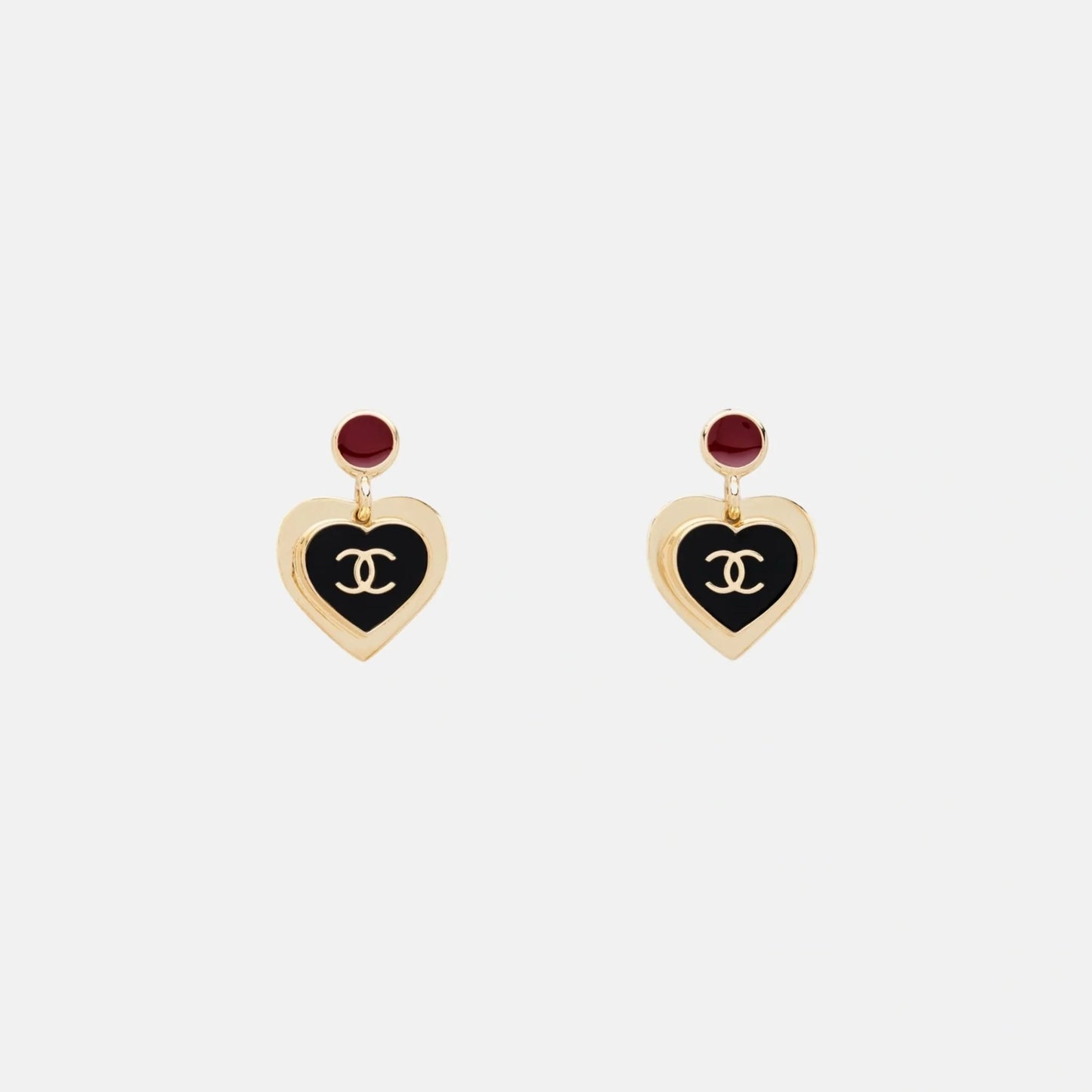 Heart Pendant Earrings in Metal and Resin