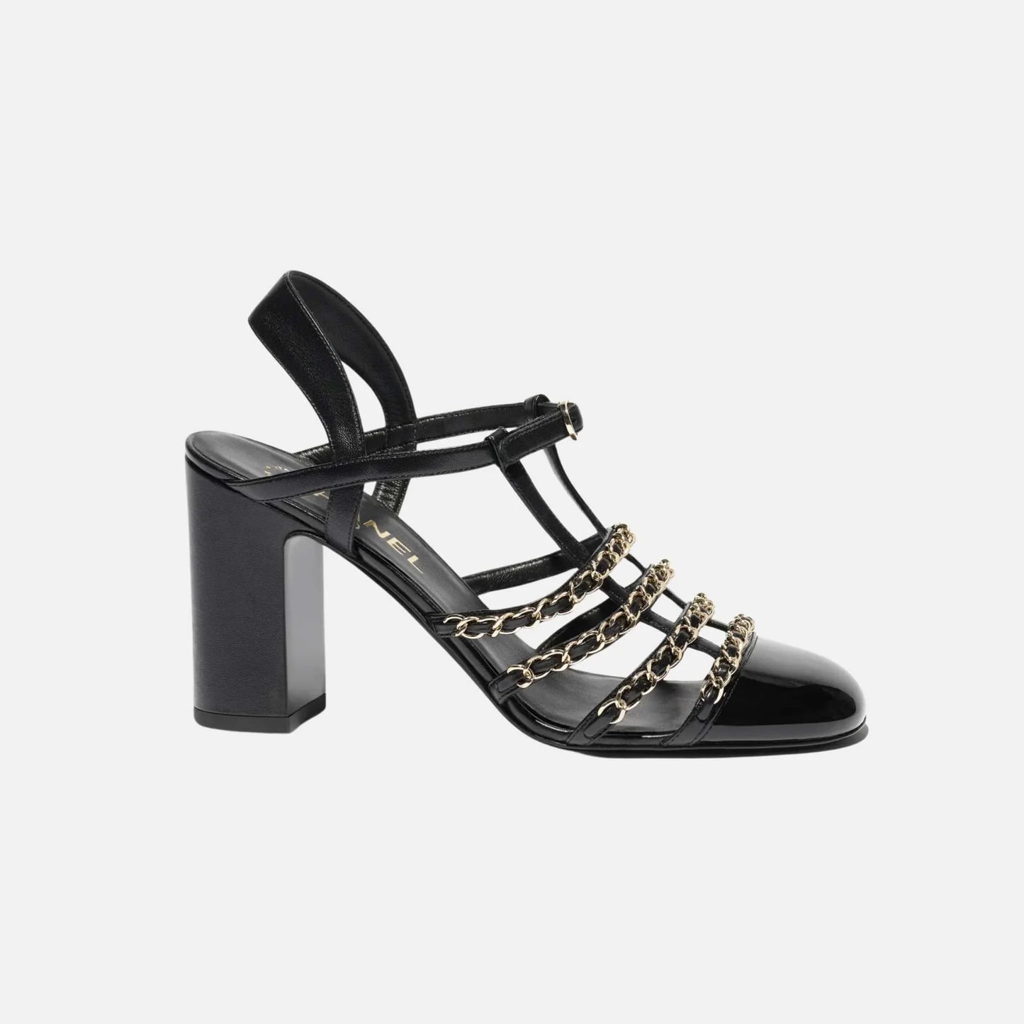 Chanel Heel Slingbacks in Lambskin and Patent Calfskin, Side