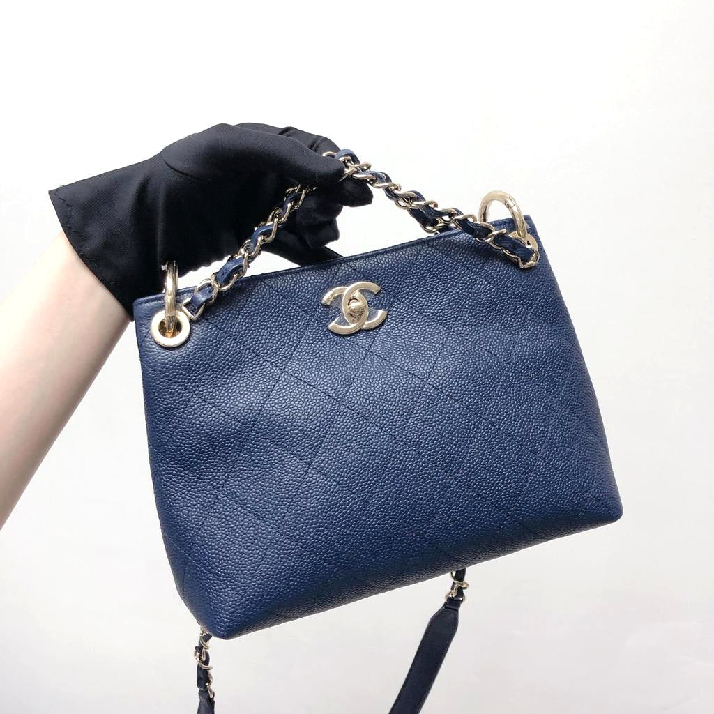 Caviar Hobo Bag Navy Blue