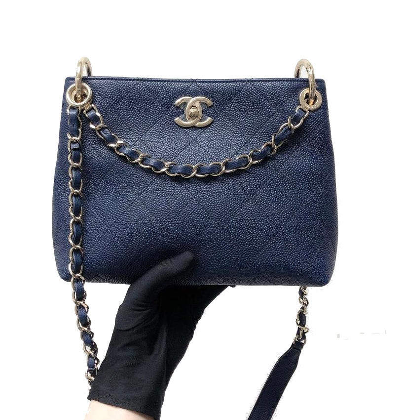 Caviar Hobo Bag Navy Blue