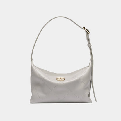 Chanel Hobo Handbag Shiny Calfskin & Gold Tone Metal