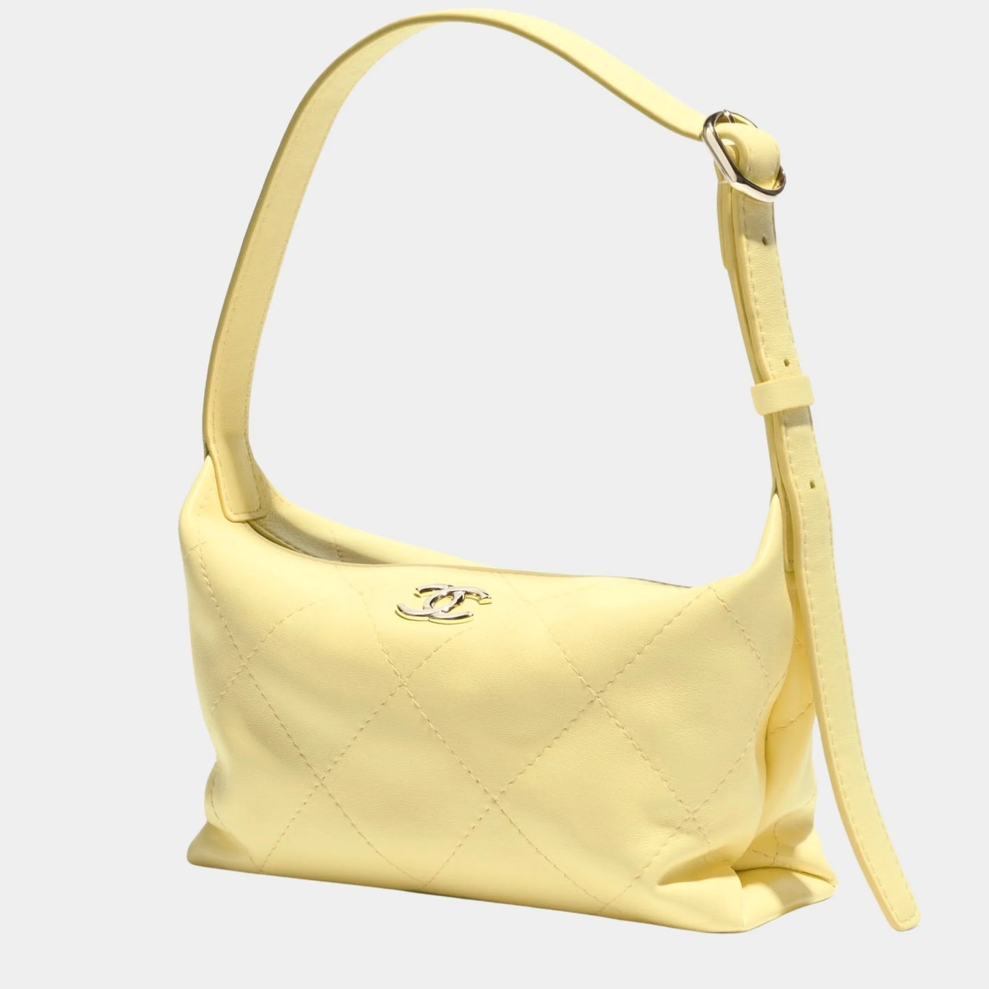 Hobo Handbag Shiny Lambskin & Gold Tone Metal