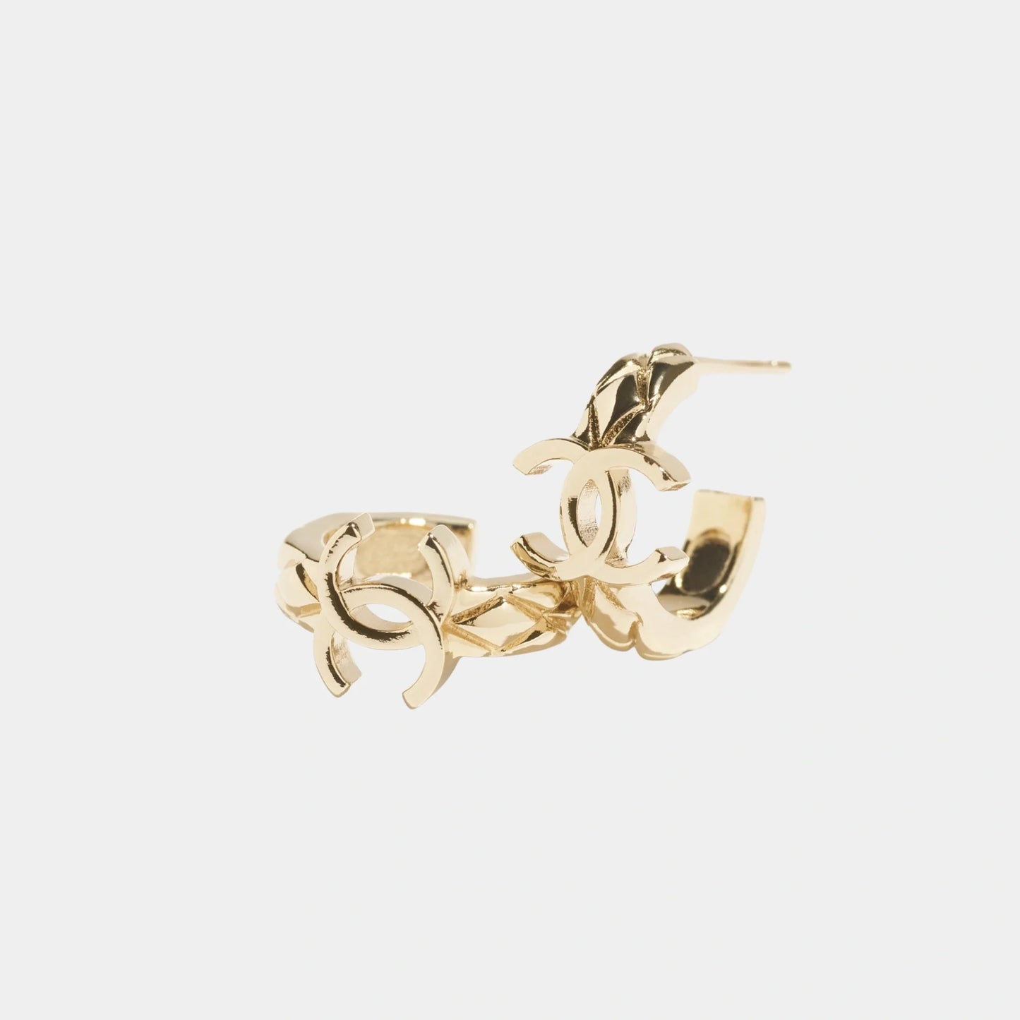 Hoop Earrings with Gold Metal CC Logo