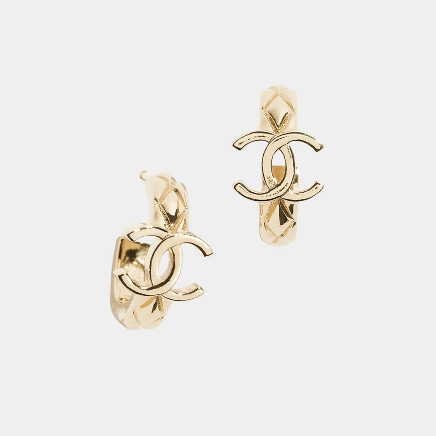 Hoop Earrings with Gold Metal CC Logo