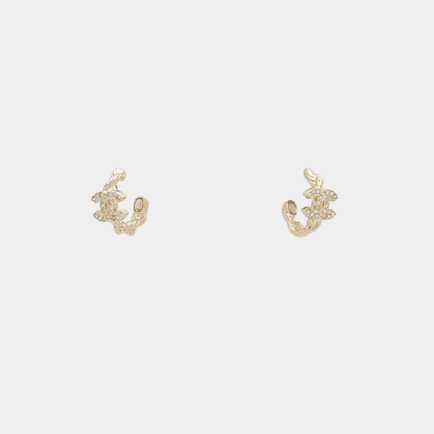 Hoop Rope Chain Earrings Metal & Diamante Gold & Crystal