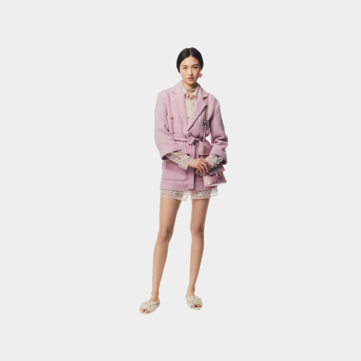 Jacket Cotton Tweed Light Pink Grey