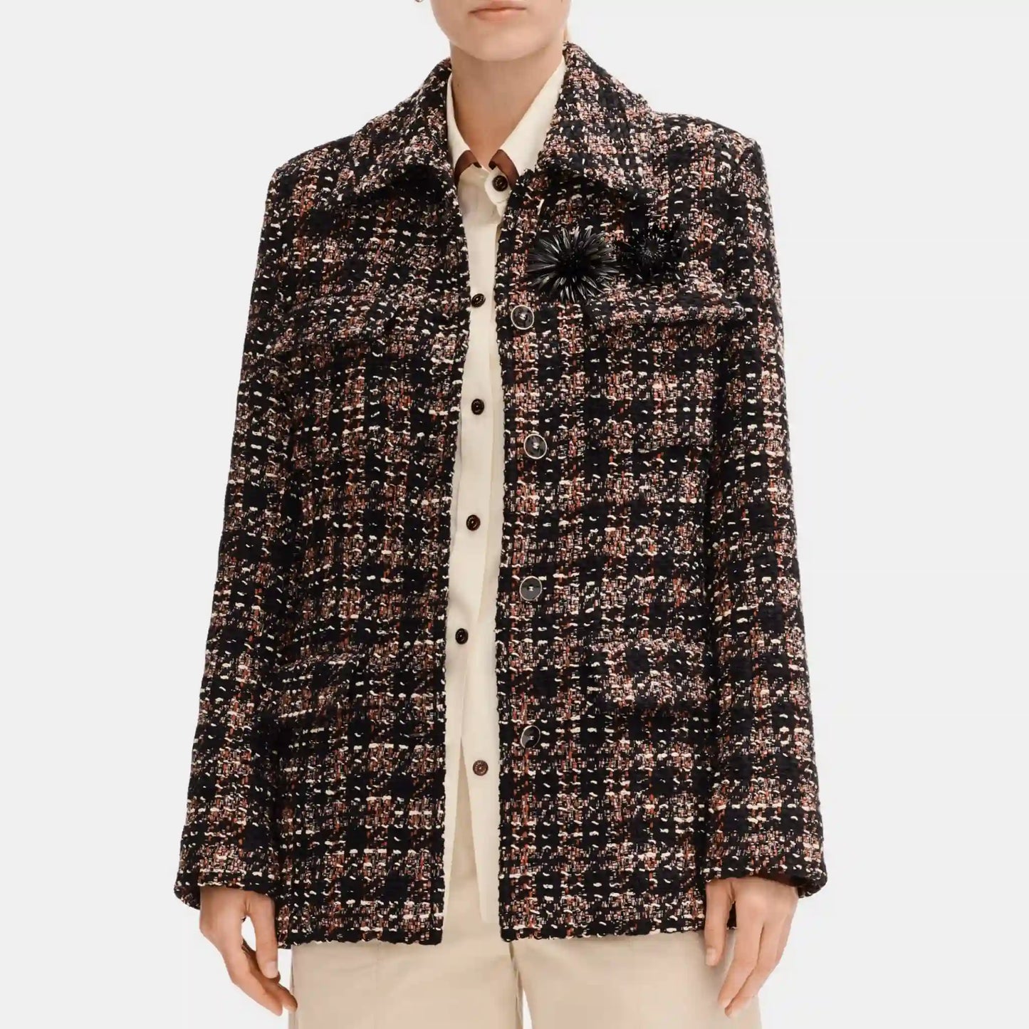 Jacket in Cotton and Wool Tweed