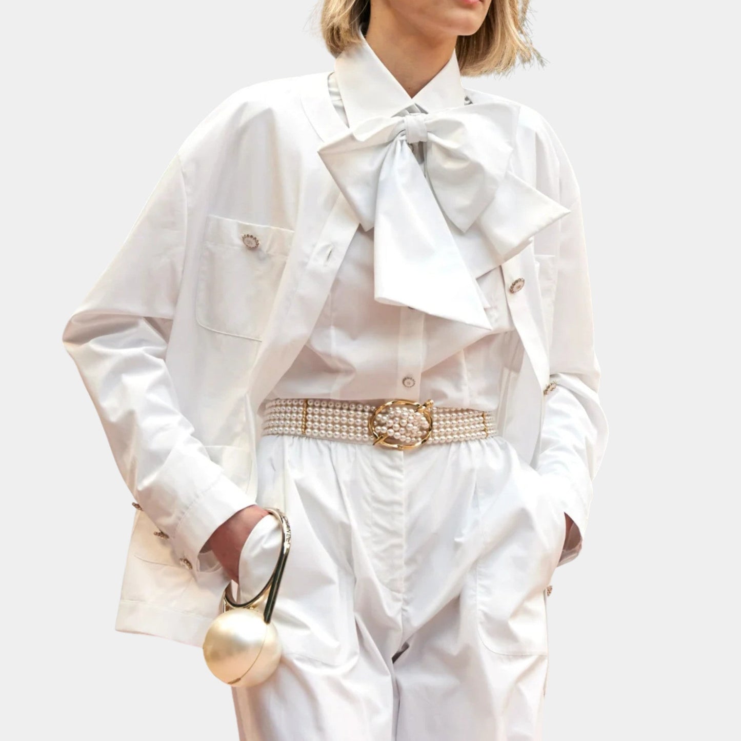 Jacket in White Cotton Poplin