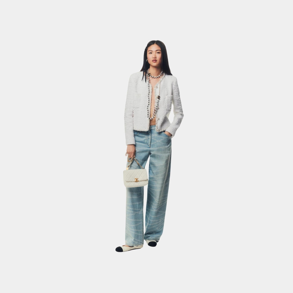 Jeans Printed Washed Denim Light Blue