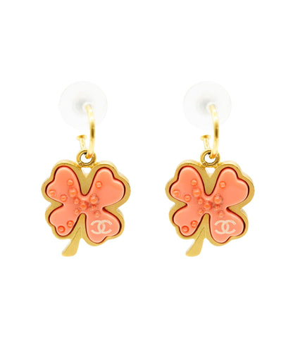 CHANEL 03P Pink Clover CC Hoop Drop Earrings DBXS2188