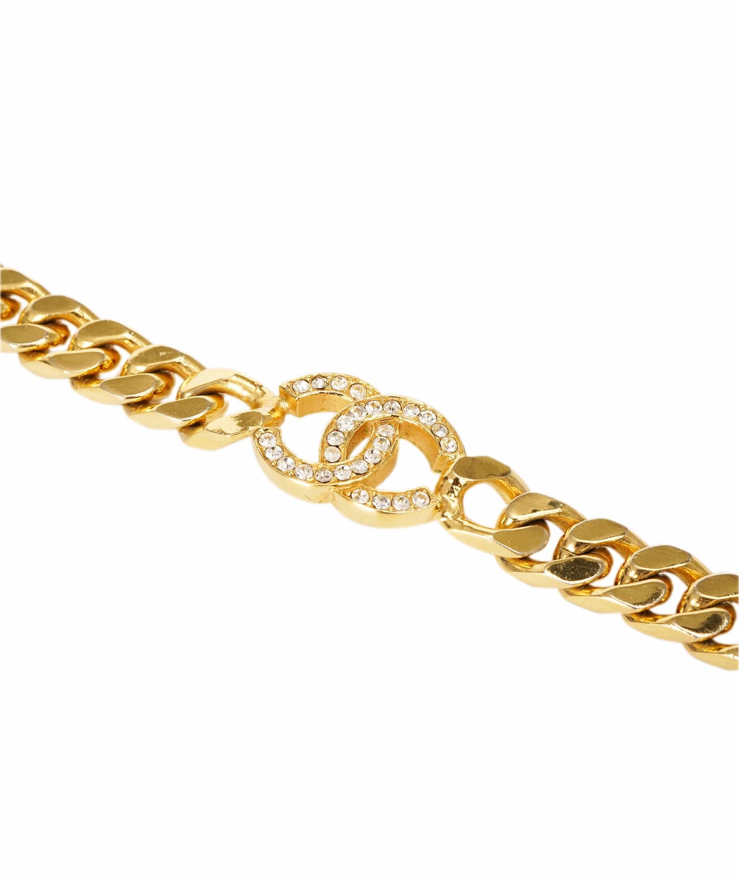 CHANEL COCO Mark Chain Bracelet metal Gold Tone CC Auth 83365 DBXS1643