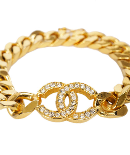 CHANEL COCO Mark Chain Bracelet metal Gold Tone CC Auth 83365 DBXS1643