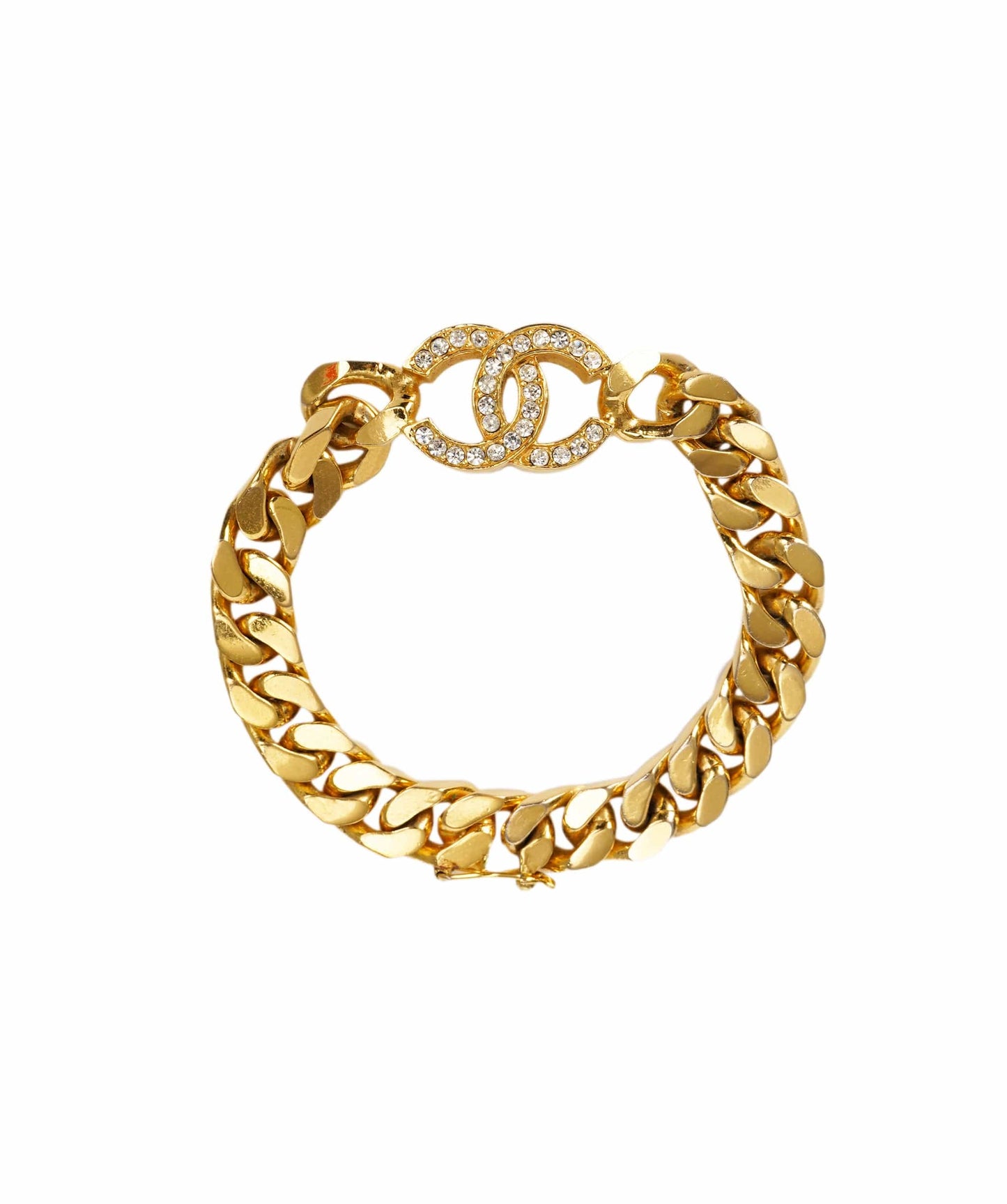 CHANEL COCO Mark Chain Bracelet metal Gold Tone CC Auth 83365 DBXS1643