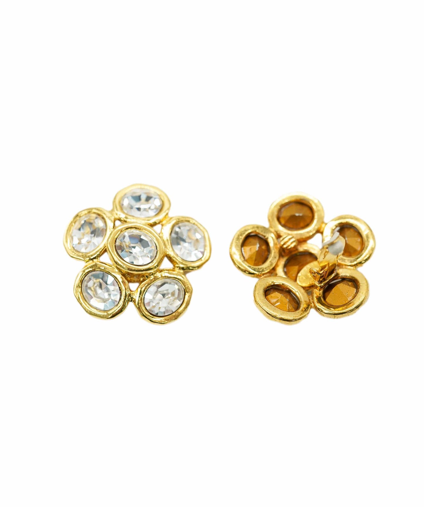 Chanel gold diamante flower earrings collection 23 - coming by itself  - AJC0735