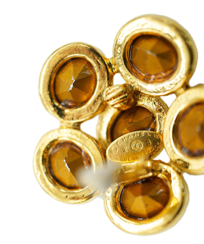 Chanel gold diamante flower earrings collection 23 - coming by itself  - AJC0735