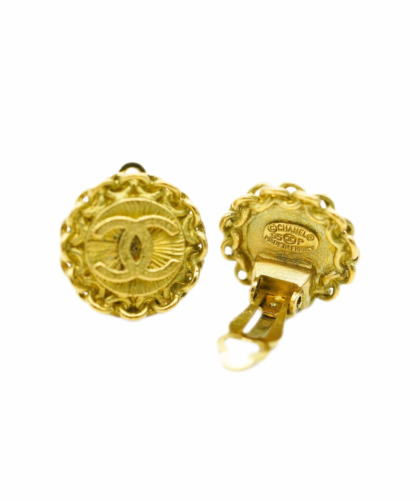 CHANEL Round Coco Logos Earrings 95P DBXS2180