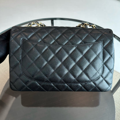 Jumbo Caviar Classic Flap Single Flap Black GHW No 13