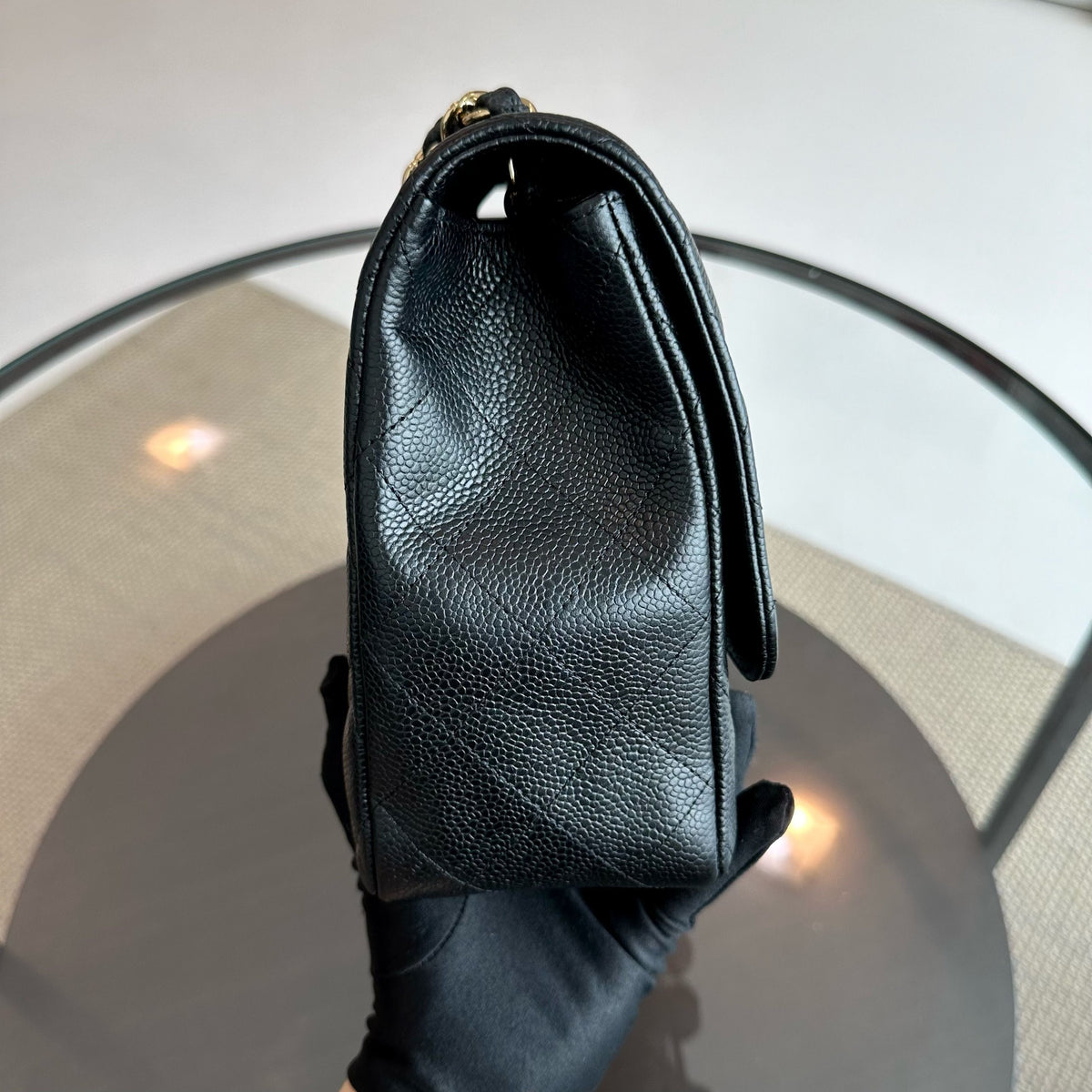 Jumbo Caviar Classic Flap Single Flap Black GHW No 13