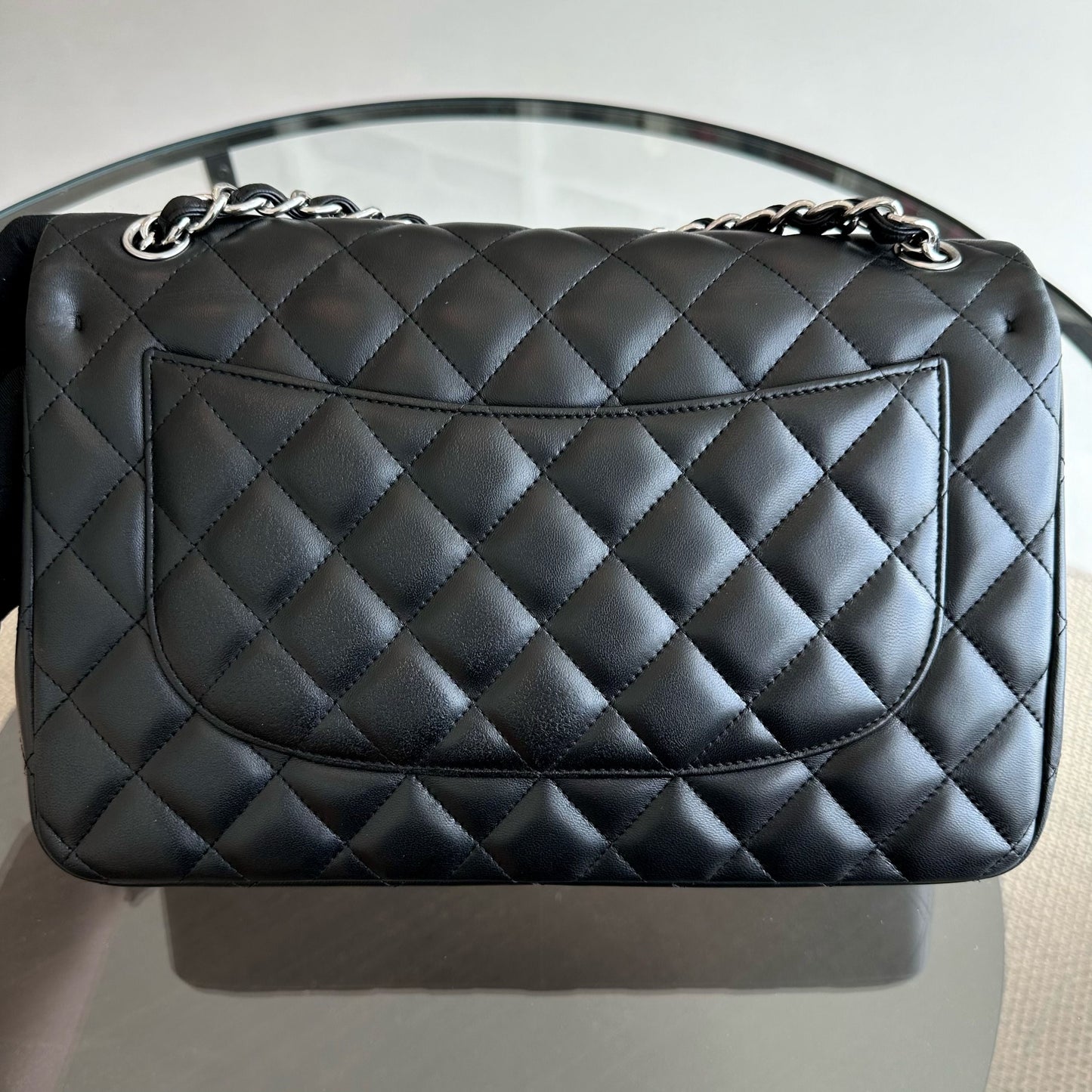 Jumbo Classic Flap Double Flap Quilted Lambskin Black SHW No 18