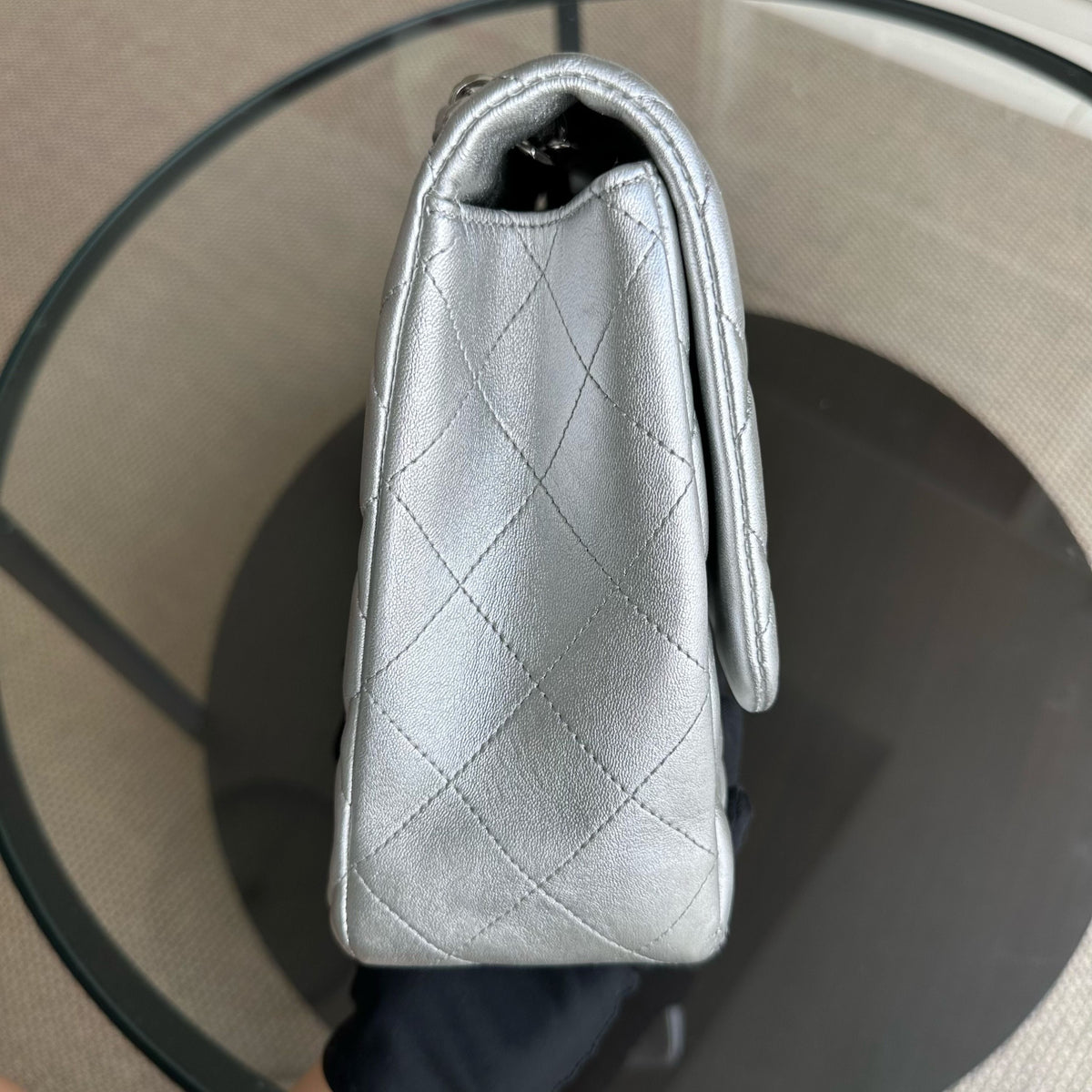 Jumbo Classic Flap Single Flap 30CM Quilted Lambskin Silver SHW No 13