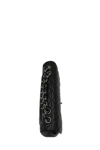 Jumbo Classic Single Flap Caviar SHW Black