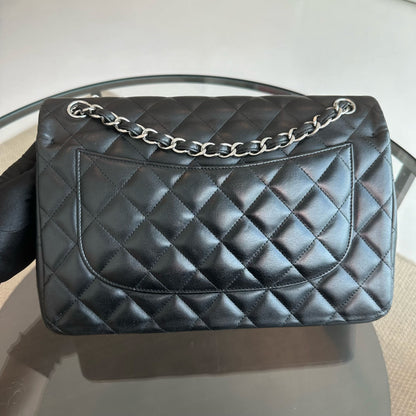 Jumbo Double Flap Classic Flap Lambskin Quilted Black SHW No 18