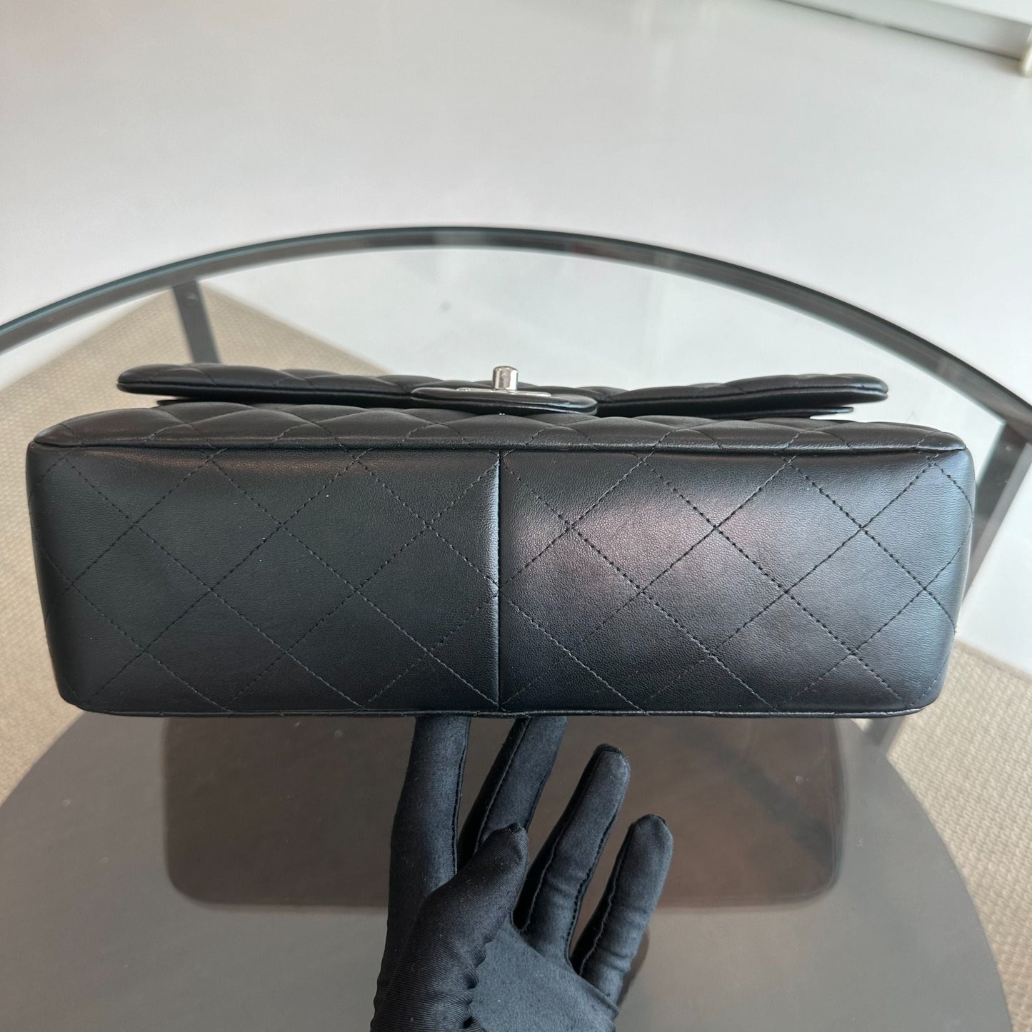 Jumbo Double Flap Classic Flap Lambskin Quilted Black SHW No 18