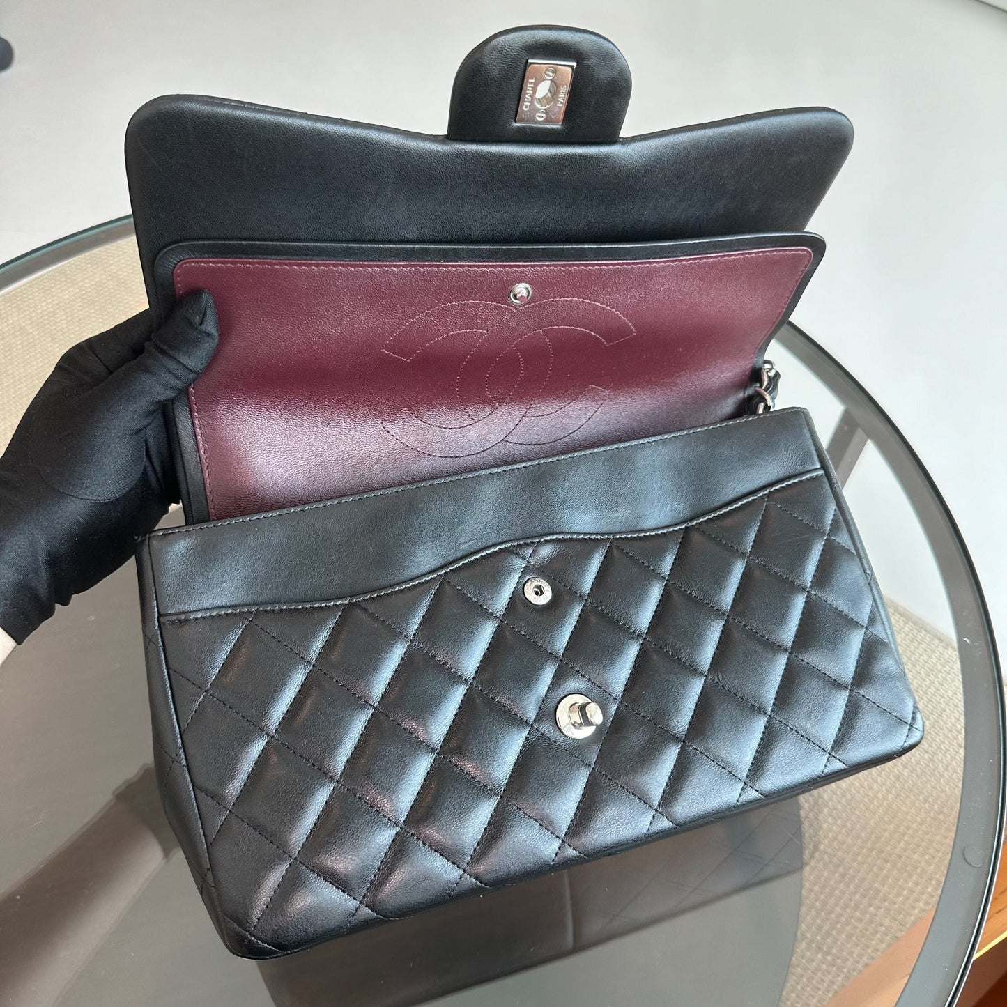 Jumbo Double Flap Classic Flap Lambskin Quilted Black SHW No 18