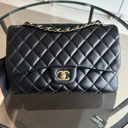 Jumbo Double Flap Classic Flap Quilted Lambskin Black No 23