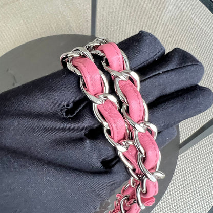 Balance of Jumbo Double Flap Classic Flap Quilted Lambskin Sakura Pink Silver Hardware Series 18