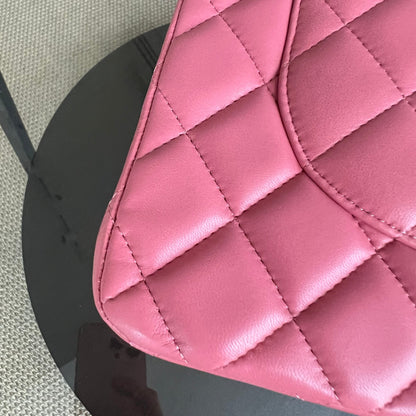 Balance of Jumbo Double Flap Classic Flap Quilted Lambskin Sakura Pink Silver Hardware Series 18